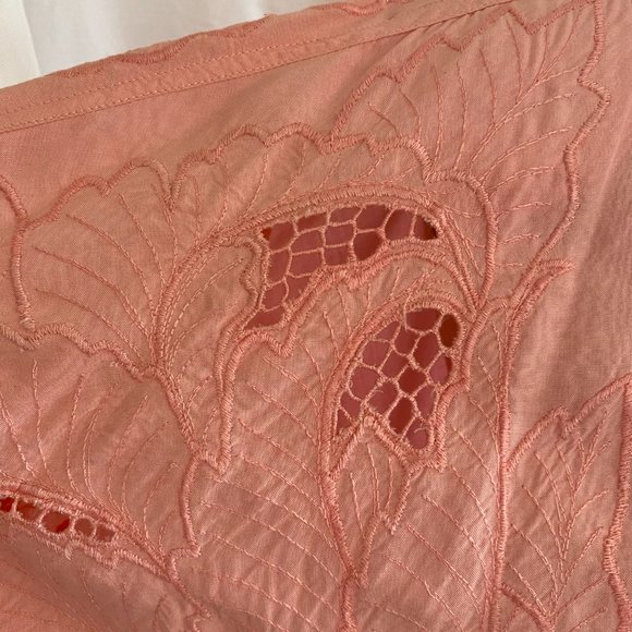 Vintage 80s Peach Long Sleeve Dolman Button Down Tunic, sz. M - Picture 6 of 10